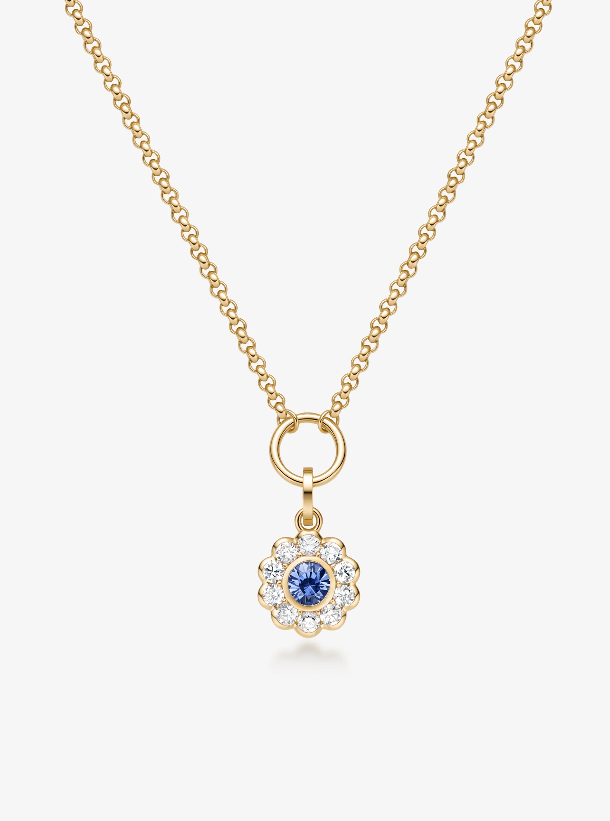 Daisy Sapphire & Diamond Halo Pendant