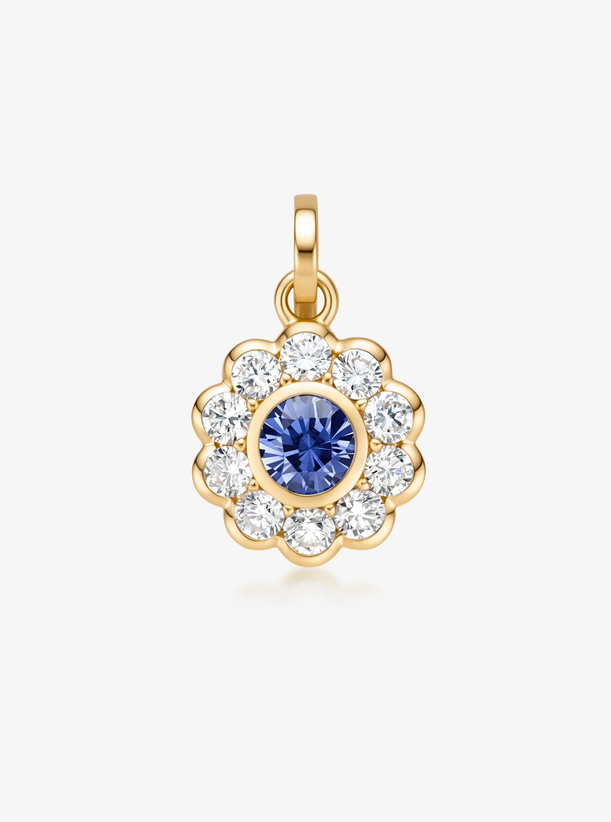 Daisy Sapphire & Diamond Halo Pendant