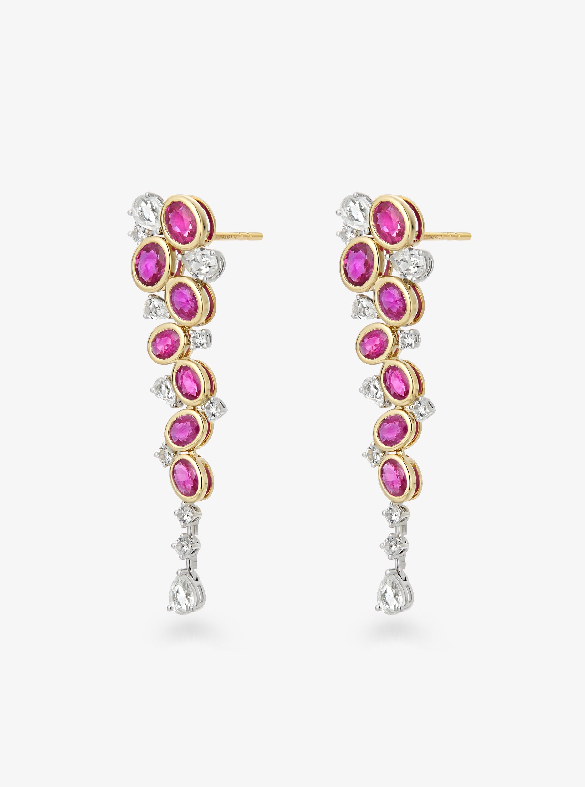 Berry Vine Ruby & Pink Sapphire Drop Earrings