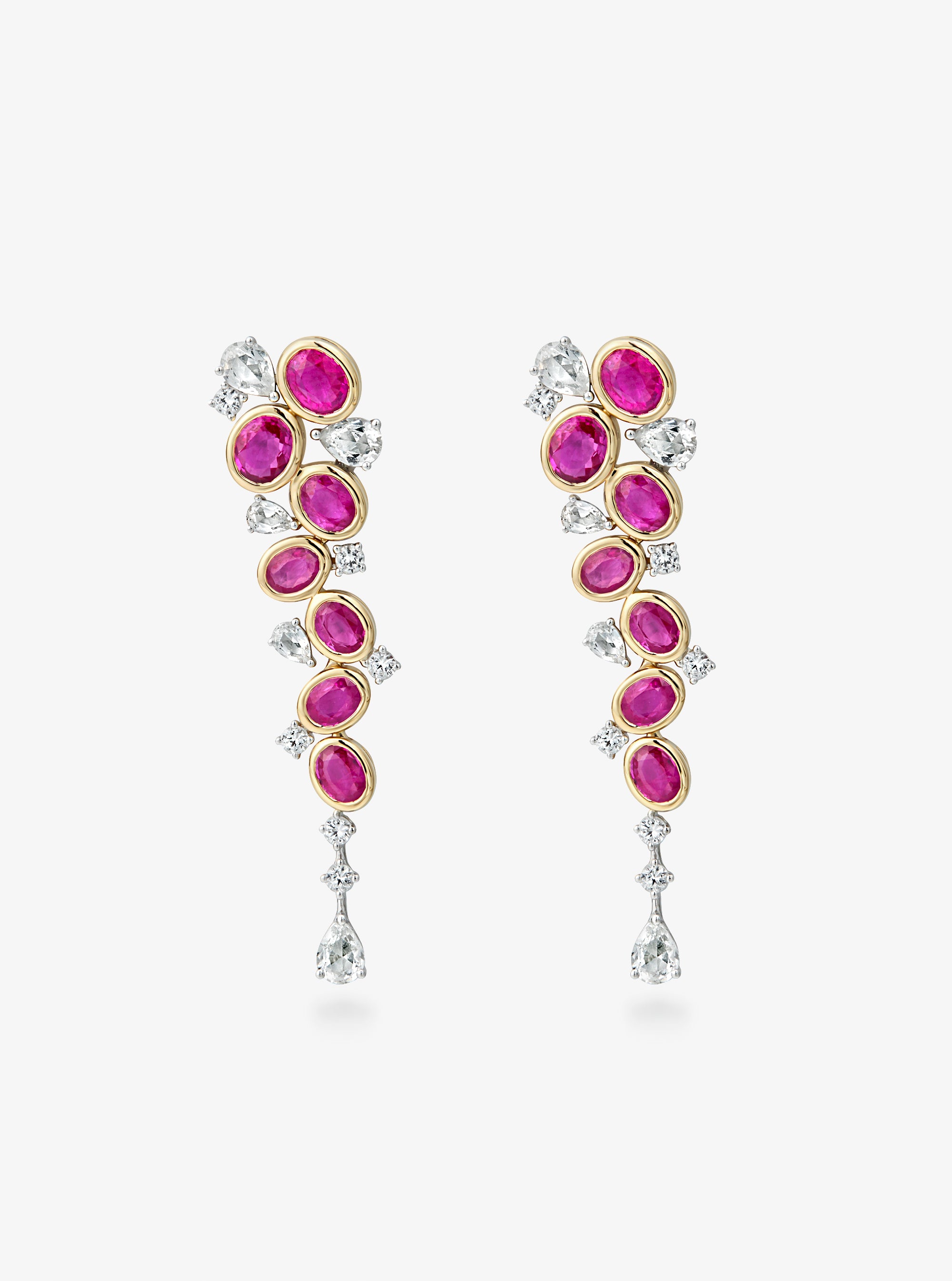 Berry Vine Ruby & Pink Sapphire Drop Earrings